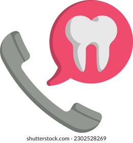 Sprechen Sie mit Ihren Zehntausendspezialisten, Vektorfarbsymbol-Design, Zahnarztsymbol, Gesundheitszeichen, Stockillustration von Dentalinstrumenten, zahnärztliche Beratung zum Telefonkonzept