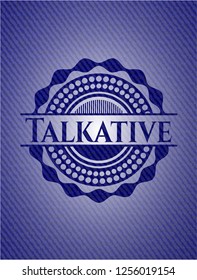 Talkative badge with denim texture