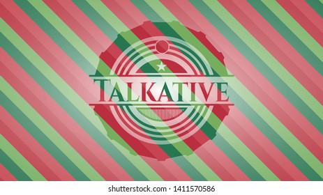 Talkative christmas colors emblem. Vector Illustration. Detailed.