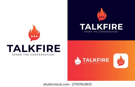 Talkfire Logo-Design - Chat, Stimme und kreatives Markensymbol