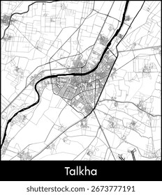 Mapa da cidade de Talkha, Egito - Poster do mapa do vetor topográfico