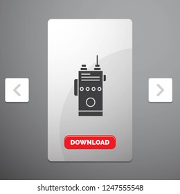 talkie communication, radio, camping Glyph Icon in Carousal Pagination Slider Design & Red Download Button