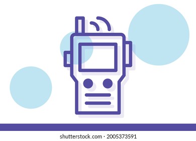 Talkie walkie icon in vector graphics can be used for web and printed designs or printable projects.  Adventure and camping related vector line icons. 
