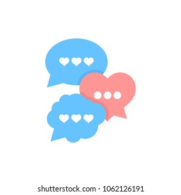 Talking about love, bubble speech vector illustration.