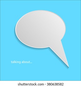 Talking about  paper bubble icon on blue background
