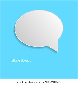 Talking about  paper bubble icon on blue background