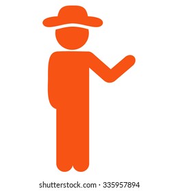 Talking Agent vector icon. Style is flat symbol, orange color, rounded angles, white background.