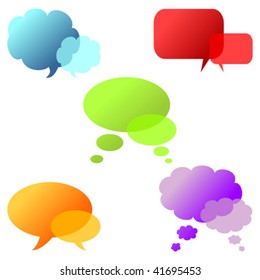 Talking balloons with different shapes and colors over white