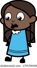 Talking Black Girl with Hands on Waist Cartoon Character Design Illustration