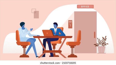 Sprechen mit Boss Employee in Office Vektor