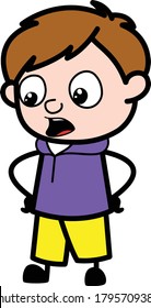 Talking Boy with Hands on Waist Cartoon Character Design Illustration