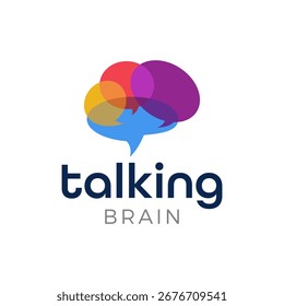 Talking brain logo design concept. Vector icon for technology, communication, and psychology. Abstract, modern, creative symbol for business branding