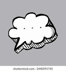 Talking bubble icon in doodle style. Hand made sketch speech bubble in the form of a cloud. Clipart. Isolated element.	 