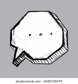 Talking bubble icon in doodle style. Hand made sketch speech bubble in the form of a polygon. Clipart. Isolated element.	 