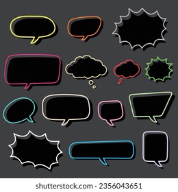 Burbuja hablada con un estilo de iluminación neón de pensamiento símbolo de la ilustración vectorial. Cuadro de charla web y diseño de diálogo de historietas.