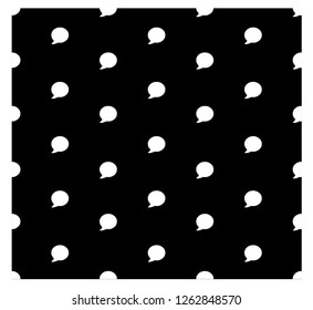 Talking bubble seamless black and white pattern, background. 