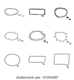 Talking bubble set. Comic style speech bubbles collection. Funny design vector items illustration. Talk and Think.