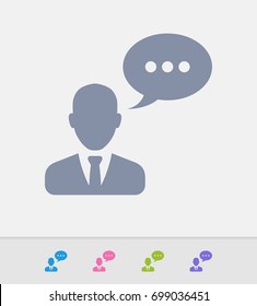 Talking Businessman Avatar - Granite Icons. A professional, pixel-perfect icon designed on a 32x32 pixel grid and redesigned on a 16x16 pixel grid for very small sizes.