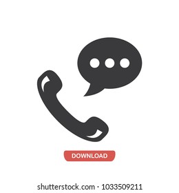 Talking by phone auricular symbol with speech bubble vector icon