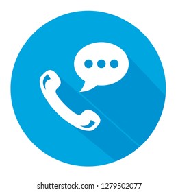  Talking by phone auricular symbol with speech bubble  vector icon illustration