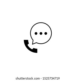 Talking by phone auricular symbol with speech bubble. Phone and bubble speech icon and white background