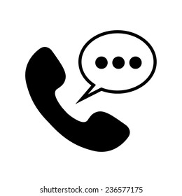 Talking by phone auricular symbol with speech bubble. Vector illustration