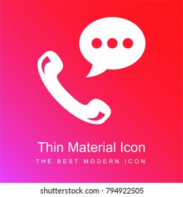 Talking by phone auricular symbol with speech bubble red and pink gradient material white icon minimal design