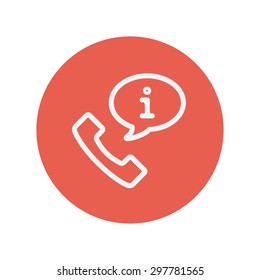 Talking by phone via internet thin line icon for web and mobile minimalistic flat design. Vector white icon inside the red circle.