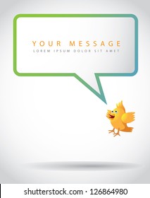 Talking Cartoon Bird Icon Symbol Talking with Speech Bubble for Your Message. EPS 8 vector, no open shapes or paths. Grouped for easy editing.