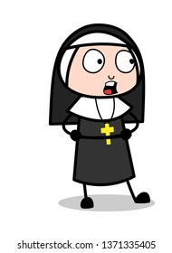 Talking - Cartoon Nun Lady Vector Illustration﻿