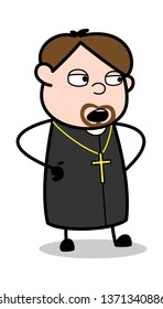 Talking - Cartoon Priest Religious Vector Illustration