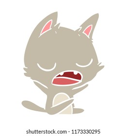 talking cat flat color style cartoon