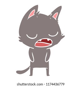 talking cat flat color style cartoon
