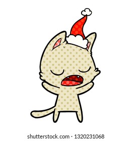 ilustración de un sombrero santa de historieta dibujado a mano por un gato parlante