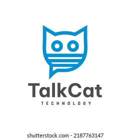 Talking cat logo design template, technology, simple, cat symbol
