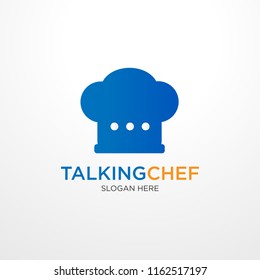 talking chef logo template with crattive concept use for business website brand or startup application identity vector eps 10