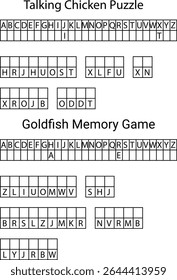 Talking Chicken Puzzle Goldfish Memory Game Alphabet Letter Grids letters