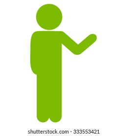 Talking Child vector icon. Style is flat symbol, eco green color, rounded angles, white background.