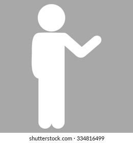 Talking Child vector icon. Style is flat symbol, white color, rounded angles, silver background.