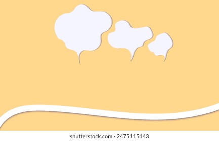 Talking cloud icon on beige background.
