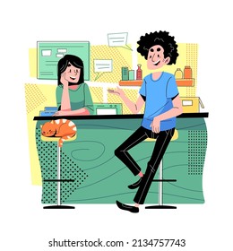 Talking concept vector Illustration idea for landing page template, conversation and speaking dialogue as communication, social information sharing, speech or discussion, Hand drawn Flat Styles