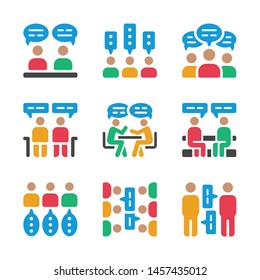 talking and discussion icon set,vector and illustration