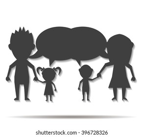 talking dolls family double shadow icon vector