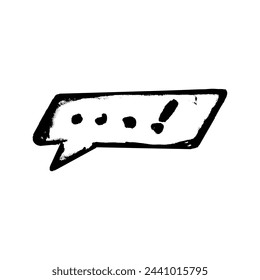 Talking bubble icon in doodle style. Hand made sketch message. Clipart. Isolated black element on white background.	 	 