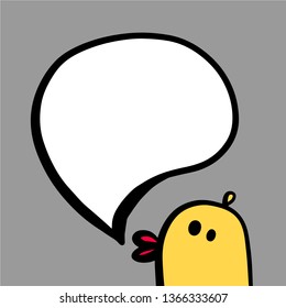 Talking duck hand drawn illustration with speech bubble hand drawn cartoon style