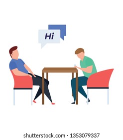 Talking each other, conversation flat design illustration 