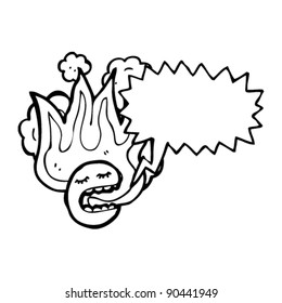 caricatura de emoticono hablando sobre el fuego