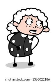 Talking Expression - Old Cartoon Granny Vector Illustration