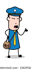 Talking Expression - Postman Cartoon Courier Guy Vector Illustration