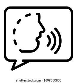 Talking face in chat bubble. icon. Outline talking face in chat bubble. vector icon for web design isolated on white background